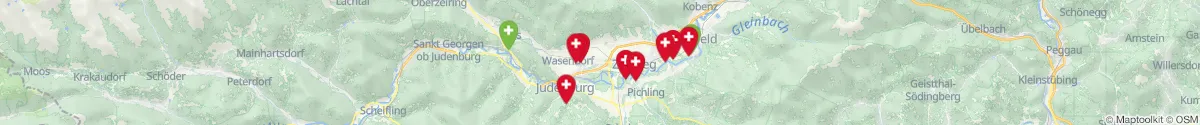 Kartenansicht für Apotheken-Notdienste in der Nähe von Knittelfeld (Murtal, Steiermark)